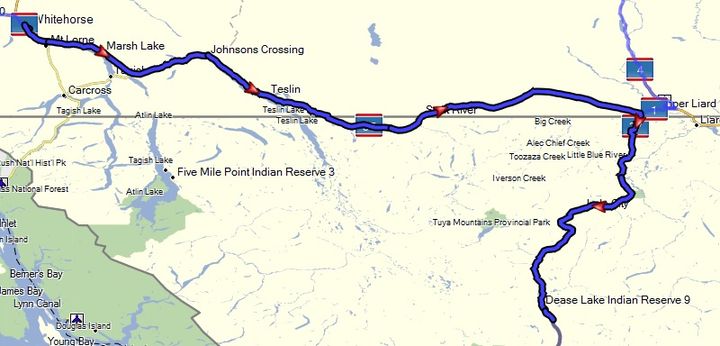 Alaska-Canada route map