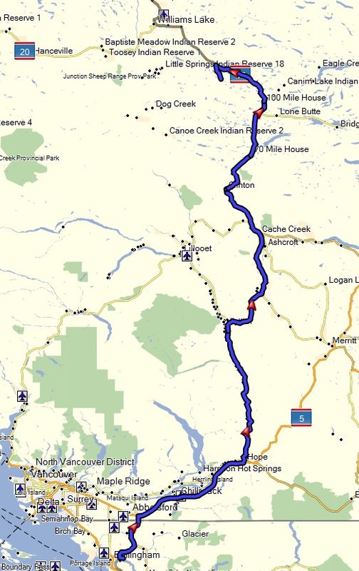 Alaska-Canada route map