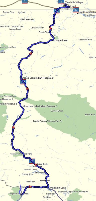 Alaska-Canada route map